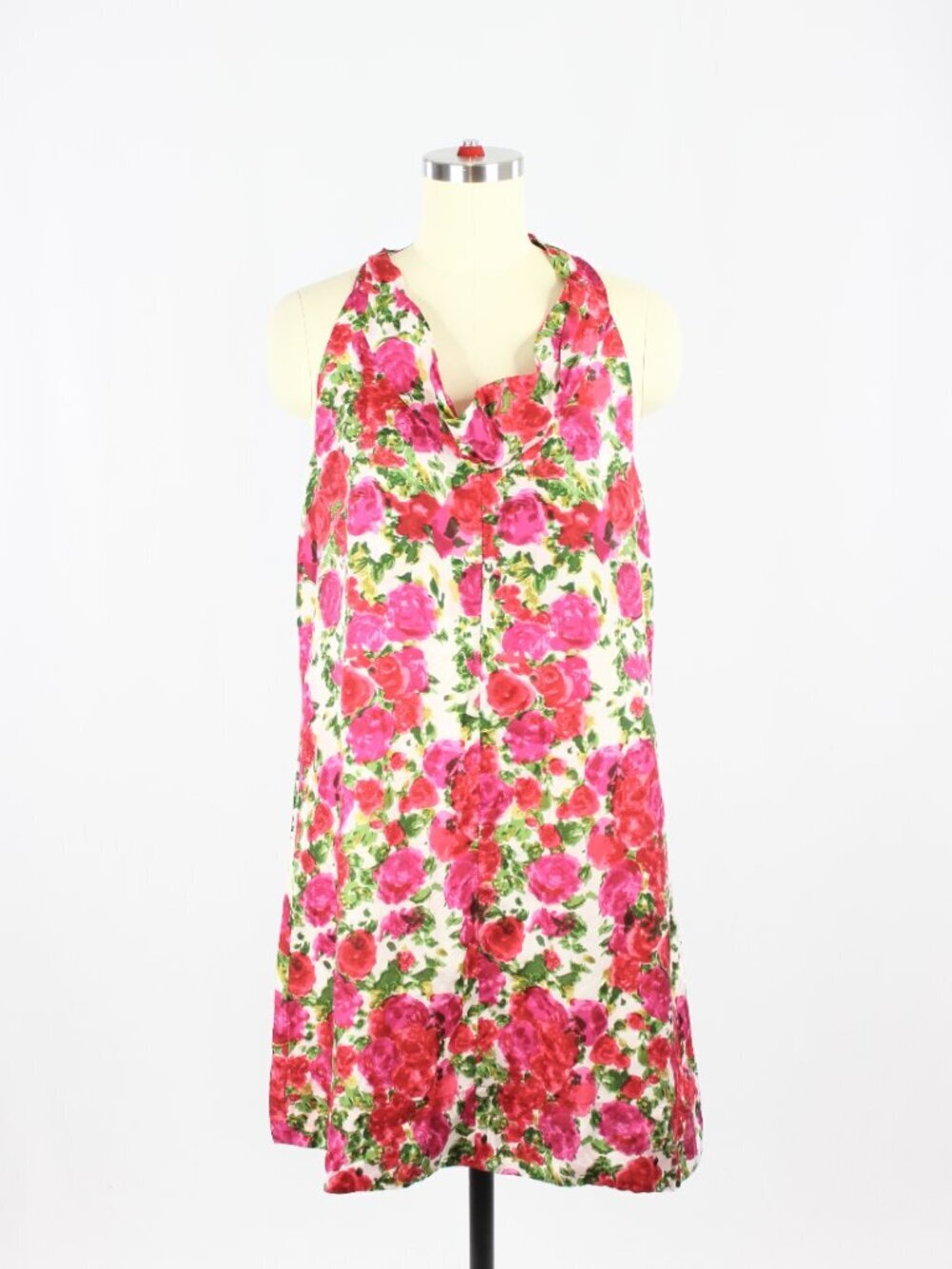 VELVET BY GRAHAM & SPENCER Floral Print Silk Cowl Neck A-Line Tent Dress, Size S